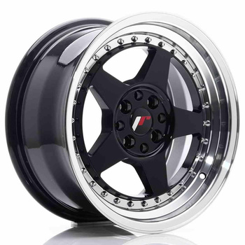 JR Wheels JR6 16x8 ET30 4x100/114 Glossy Black w/Machined Lip